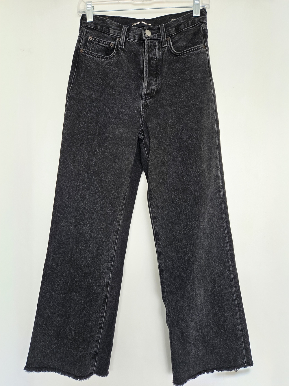 Denim Forum The Farrah High Rise Wide Leg Jeans Washed Black 24